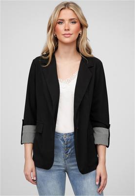 Blazer mit Turn-Up Ärmel und Streifendetails black L