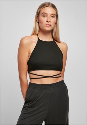 Ladies Rib Trapeze Cropped Top black 3XL