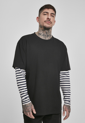 Oversized Double Layer Striped LS Tee black L