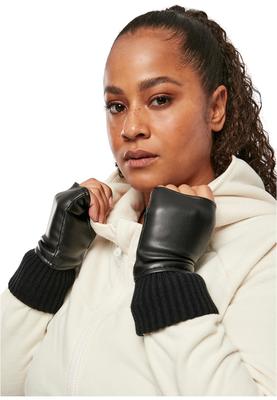 Half Finger Synthetic Leather Gloves black L/XL