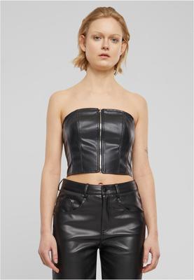 Ladies Synthetic Leather Bandeau Top black L