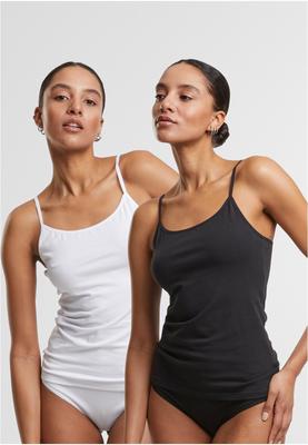 Ladies Basic Tank Top Cotton  2-Pack black+white L