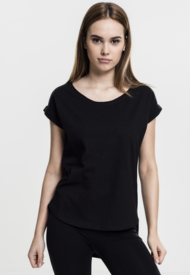 Ladies Long Back Shaped Slub Tee black L