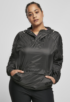 Ladies Transparent Light Pull Over Jacket black 3XL