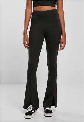 Ladies Organic Stretch Jersey Front Slit Leggings black 3XL