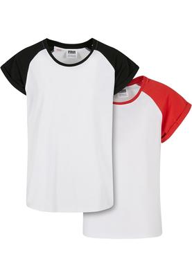 Girls Contrast Raglan Tee 2-Pack white/hugered+white/black 134/140