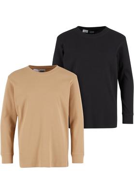 Boys Organic Boxy Rib Longsleeve 2-Pack unionbeige/black 110/116