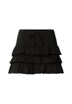 Ladies Volants Jersey Skirt black L