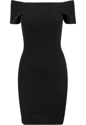 Ladies Off Shoulder Rib Dress black L