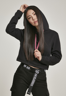 Ladies Contrast Drawstring Hoody black L