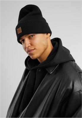 Leatherpatch Long Beanie black one size