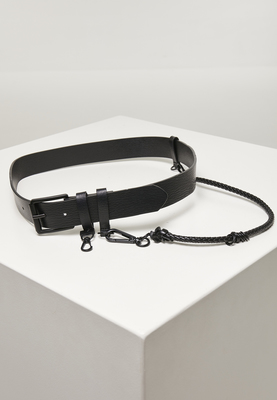 Imitation Leather Belt With Key Chain black L/XL