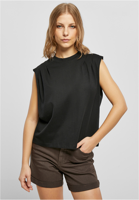 Ladies Organic Heavy Pleated Shoulder Top black 3XL