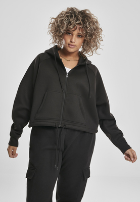 Ladies Oversized Short Raglan Zip Hoody black 3XL
