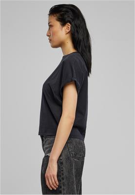Ladies Short Pigment Dye Cut On Sleeve Tee black 3XL