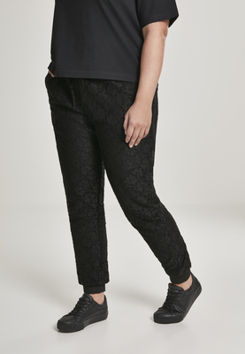 Ladies Lace Jersey Jog Pants black 3XL