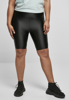 Ladies Highwaist Shiny Metallic Cycle Shorts black 3XL