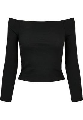 Ladies Off Shoulder Rib Longsleeve black 3XL