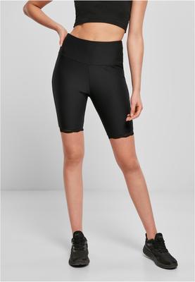 Ladies High Waist Rib Lace Hem Cycle Shorts black 3XL