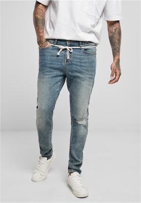 Slim Fit Drawstring Jeans mid heavy destroyed washed 30/32