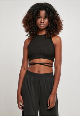 Ladies Rib Trapeze Cropped Top black 3XL
