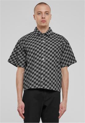 Laser Check Printed Boxy Shirt blacklasercheck 3XL