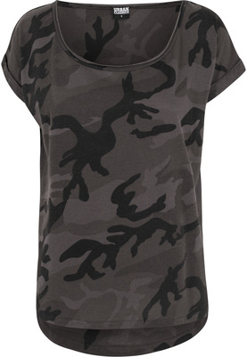 Ladies Camo Back Shaped Tee olive camo L