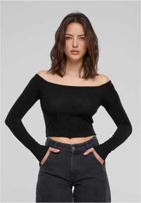 Ladies Off Shoulder Glitter Longsleeve gold M