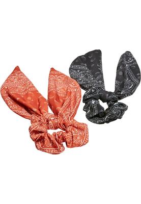 Bandana Print Scrunchies With XXL Bow 2-Pack orange/black one size