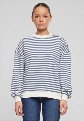 Ladies Oversized Striped Crewneck black/whitesand 3XL