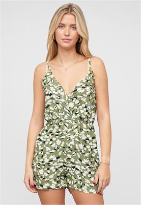 Viskose Jumpsuit mit Animal Print und Wickeloptik green L