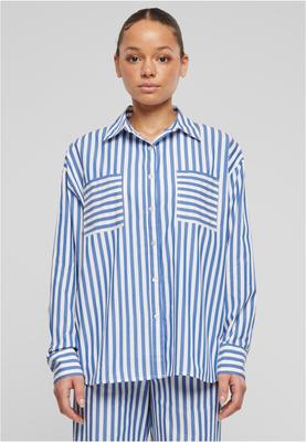 Ladies Striped Relaxed Shirt white/blue 3XL