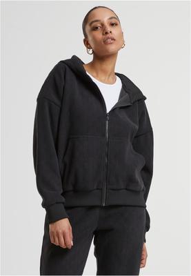 Ladies Jacquard Velvet Oversized Zip Hoody black 3XL