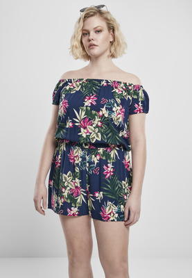 Ladies AOP Off Shoulder Short Jumpsuit bandana 3XL