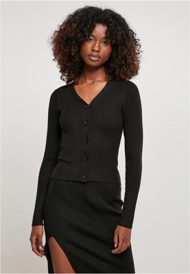 Ladies Short Rib Knit Cardigan black 3XL