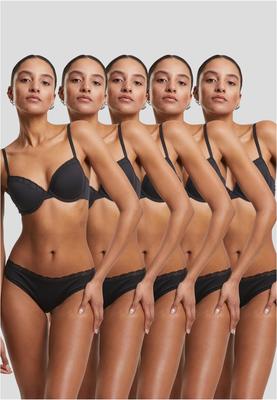 Ladies Basic Cotton Brazilian Lace 5-Pack black+black+black+black+black L