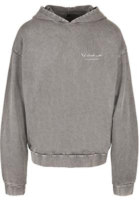 Love Yourself First Acid Washed Oversized Hoody asphalt M
