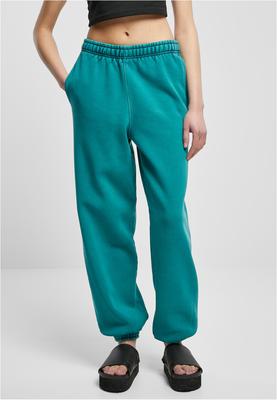 Ladies High Waist Stone Washed Sweat Pants black L