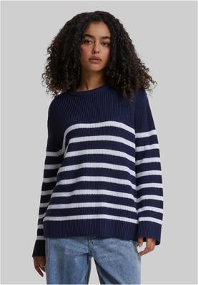 Ladies Rib Striped Sweater navy/white 3XL