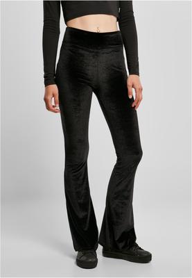 Ladies High Waist Velvet Boot Cut Leggings black 3XL