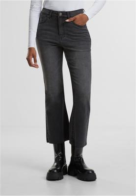 Ladies Cropped Flared Denim Pants black washed 26