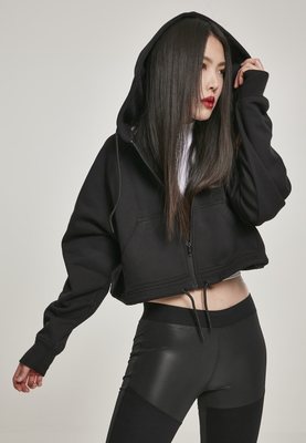 Ladies Oversized Short Raglan Zip Hoody black L