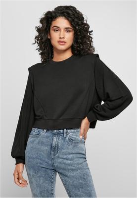 Ladies Padded Shoulder Modal Terry Crewneck  black 3XL