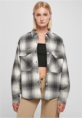 Ladies Oversized Check Shirt whitesand/black XL