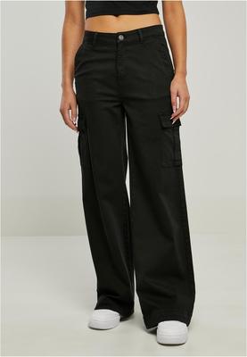 Ladies High Waist Wide Leg Twill Cargo Pants black 26