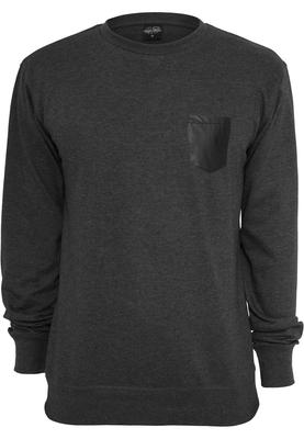 Contrast Pocket Crewneck charcoal/leather L