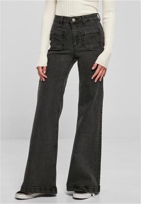 Ladies Vintage Flared Denim Pants black washed 26