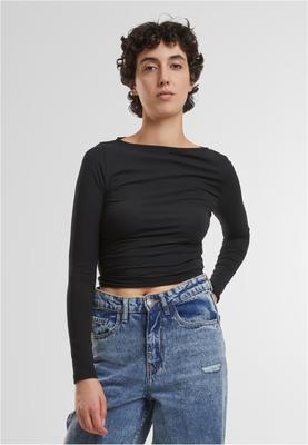Ladies Ruffled Super Slim Longsleeve black 3XL