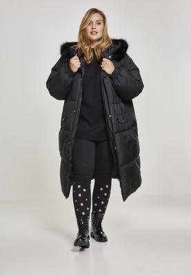 Ladies Oversize Faux Fur Puffer Coat blk/blk 3XL