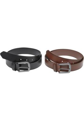 Easy Synthetic Leather Belt 2-Pack black/silver+brown/silver L/XL